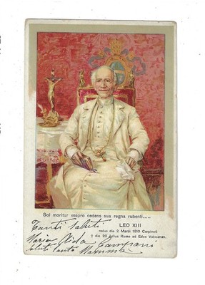 Pope Leo XIII Italian Portrait Postcard The Sun Dies at Evening 2945