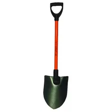 Nupla 6894317 Round Point Non-Conductive Shovel, 14 Ga Steel Blade, Standard
