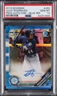2019 BOWMAN PROSPECT AUTO CHROME BLUE REFRACTOR JULIO RODRIGUEZ #/150 PSA 10