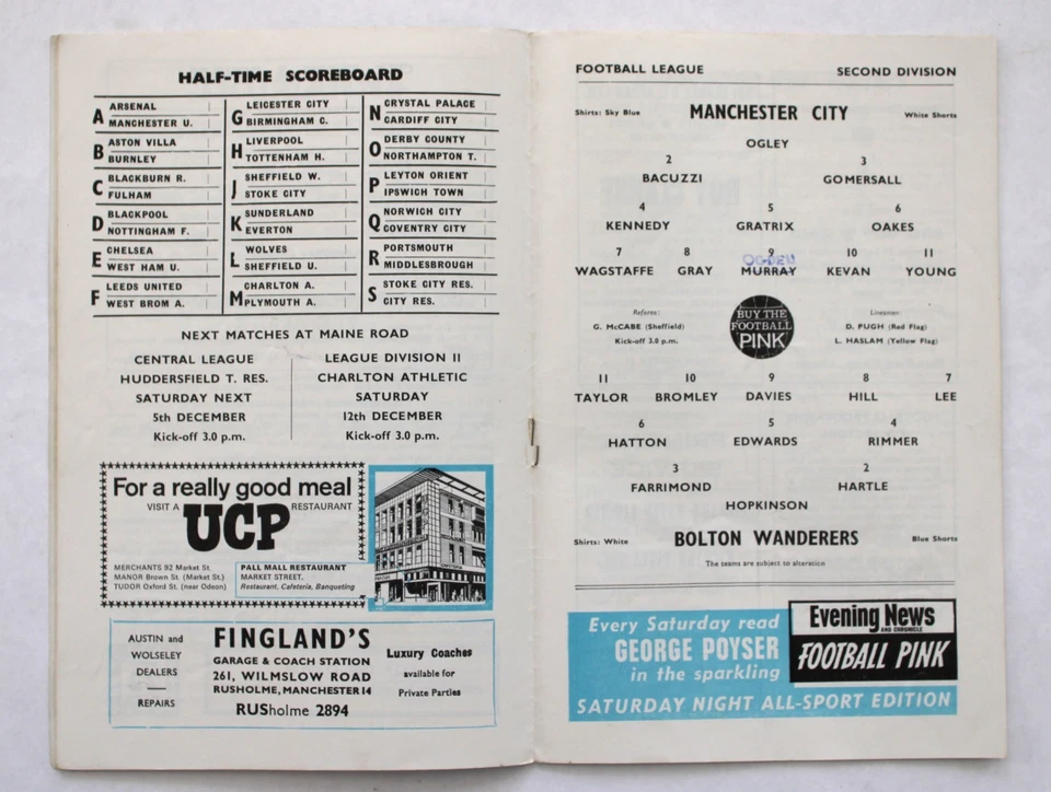 MANCHESTER CITY v BOLTON WANDERERS DIVISION 2 1964/65 28/11/1964 - Image 3 of 4