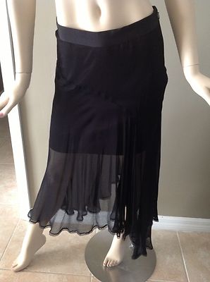 Guess by Marciano Felicia Silk Black Asymmetrical Skirt Size 8