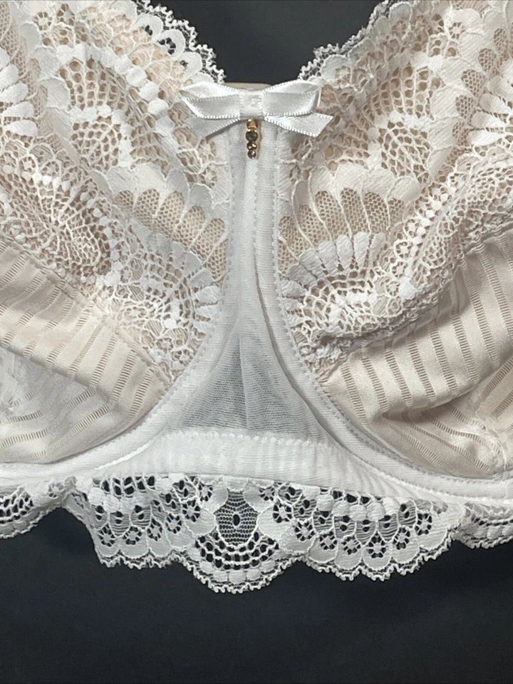 Amoena Karolina Bra Wire Lace Pocketed Post Mastectomy Tan  White 40DD - Image 3 of 4