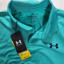 Under Armour Men's Small Loose Teal Navy Performance Golf Polo UPF 40