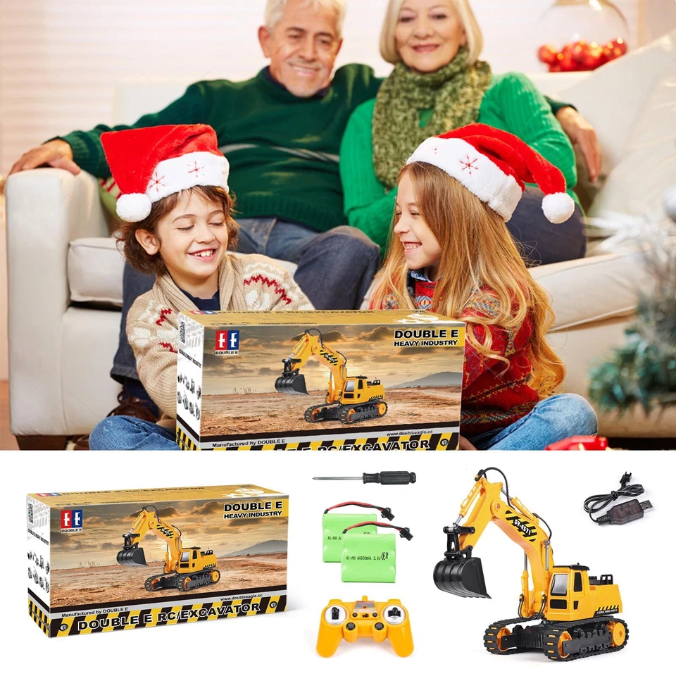 Remote Control Excavator Toy 2 Batteries RC Excavators Sandbox Digger Hydraulic - Image 2 of 4