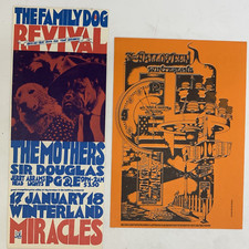 Lot of 2 WINTERLAND CONCERT POSTCARDS 1968/69 JOHN MAYALL The Mothers FAMILY DOG