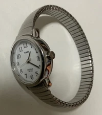 🔰 Timex Watch Stretch Bangle Silver, Good Conditions 👉NEEDS BATTERY👈