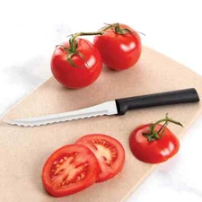 Rada Tomato Slicer W226 Knife, Dual Serrated blade slice tomatoes thick or thin