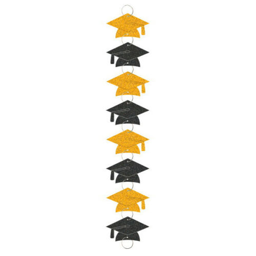 GRADUATION 58 Rings GARLAND Party Decoration YELLOW Hanging Grad Cap Room Decor  - Picture 1 of 1