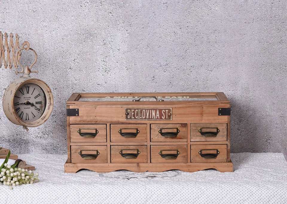 Nähkasten Vitrinenkasten Retro Nähbox Setzkasten Loft Truhe Nähkästchen Antik - Bild 3 von 4