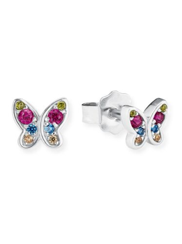 S.Oliver Earrings Women's Earrings Butterfly Silver Pink Zirconia 2020868 - Picture 1 of 1
