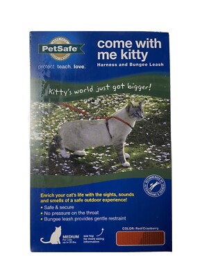 PetSafe Come Here With Me Kitty Cat Harness & Bungee Leash Medium Red Brand New