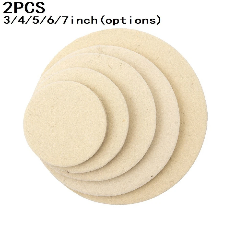 2pcs  Wool Felt Polishing Pad Wheel For Glass Stainless Steel Tool Parts - Image 2 of 4