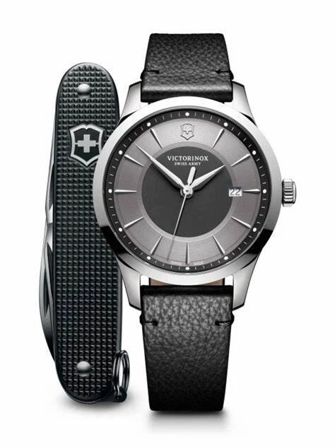 NEW VICTORINOX Alliance 241804 Silver Swiss Army Watch BOX SET