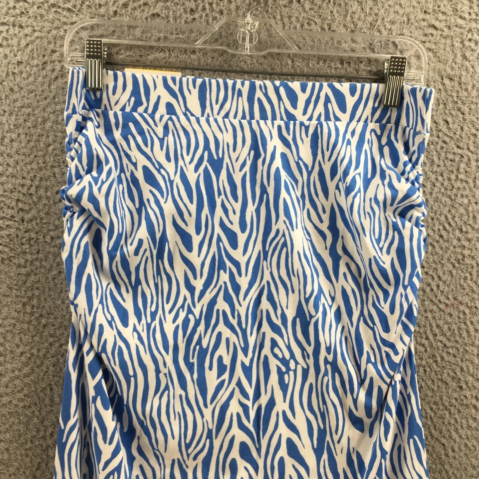 Saia Midi Diane Von Furstenberg Linha A Feminina M Galho Marinho Malha Azul Casual NOVA - Imagem 2 de 4
