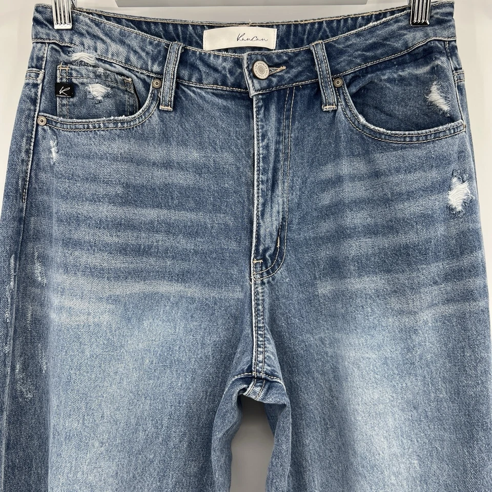 Pantalones de mezclilla KanCan Wrene tiro ultra alto años 90 novio desgastados para mujer talla 9/28 Foto 4 de 4