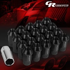 Black 20Pcs M12X1.5 Open End Design Aluminum Rim Lug Nuts+Deep Drive Extension