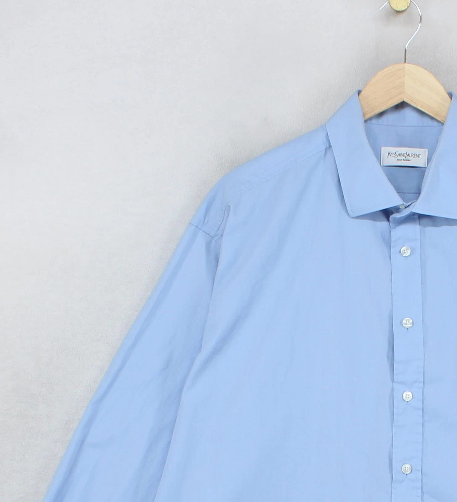 SAINT LAURENT (YSL) Camicia vintage Yves Saint Laurent uomo taglia 46 blu abito vestibilità regolare anni 90