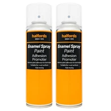 2 x Halfords Enamel Spray Paint Adhesion Promoter Fast Drying 300ml