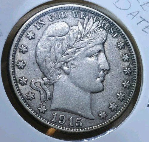 Semi KEY Date 1915 S Barber Silver Half Dollar Full LIBERTY About Uncirculated