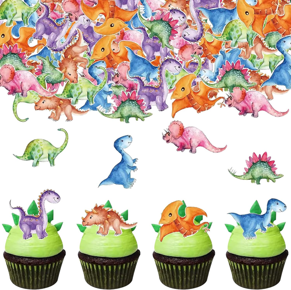 Catelves 50 StüCk Essbare Tortendeko Dinosaurier, Dino Deko Torte Essbar-image