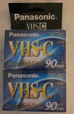 2 Pack Panasonic SHG TC-30 VHS-C Compact Video Cassette Tapes New Sealed Pks