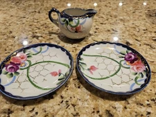 Takito Double T Diamond Mark Japan Saucers and Creamer