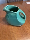 VINTAGE FIESTA  WARE HANDLED PITCHER IN ORIGINAL GREEN HOMER LAUGHLIN USA