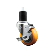 3.5 Inch SS Yellow Poly Swivel 1-3/4 Inch Expanding Stem Caster with Brake SCC