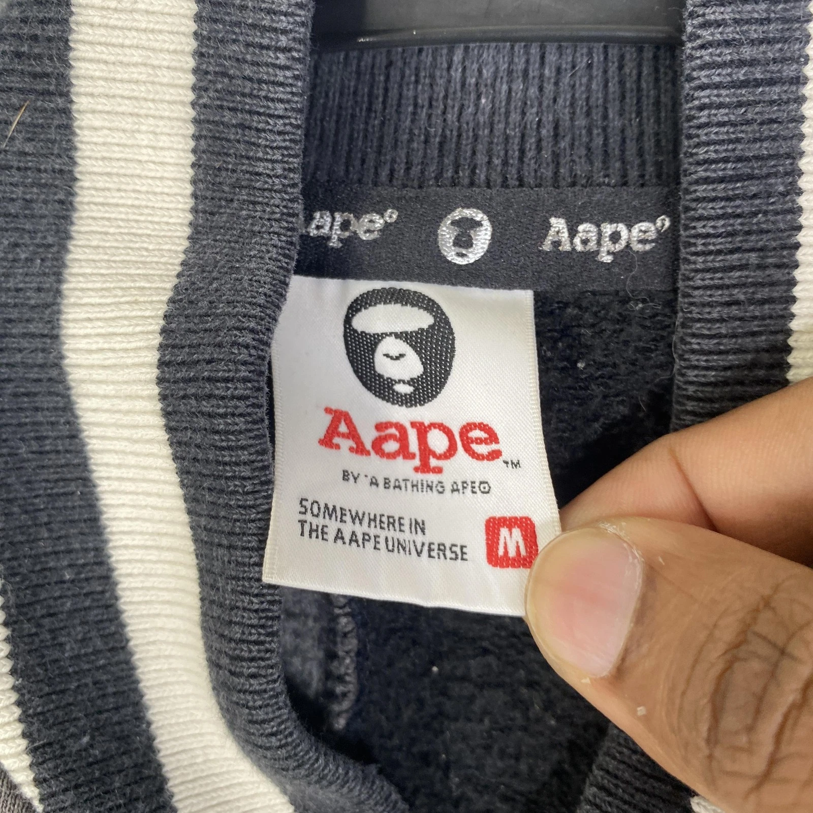 AAPE By A Bathing Ape Jacket Mens Medium Black Camo Varsity Letterman Bomber image 7