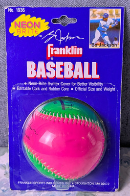 VTG Franklin Bo Jackson Baseball Neon Brite Pink Green Syntex Official Size New!