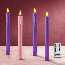 Flameless Advent Candles, Set of 4, Battery-Operated Flickering LED Candlesticks