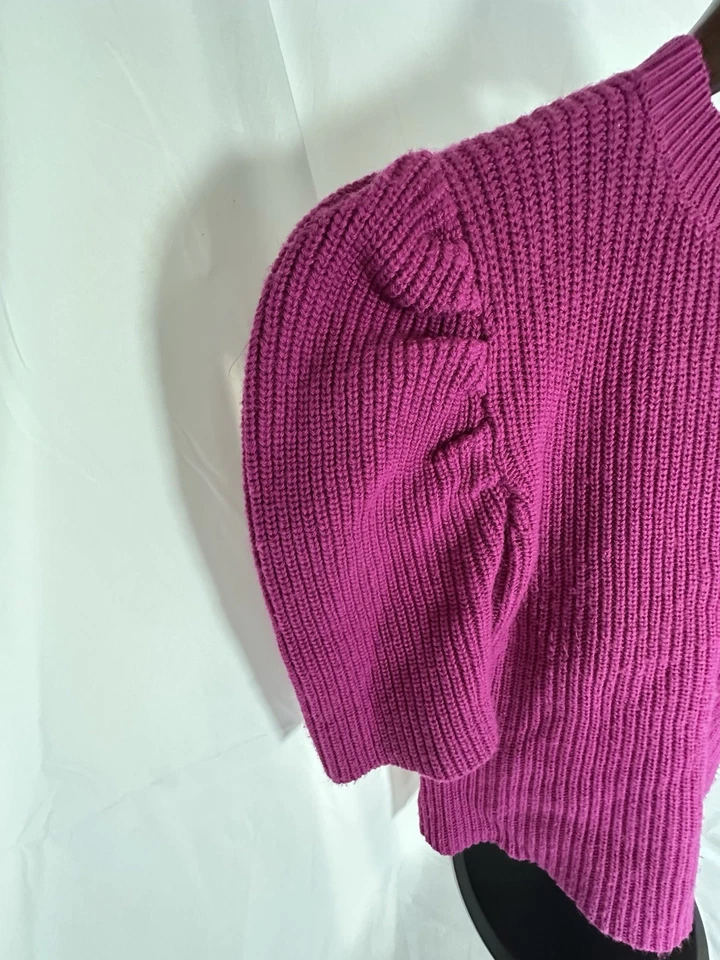 Suéter con mangas camiseras para mujer, camisa tejida, grande, magenta/rosa Foto 2 de 4