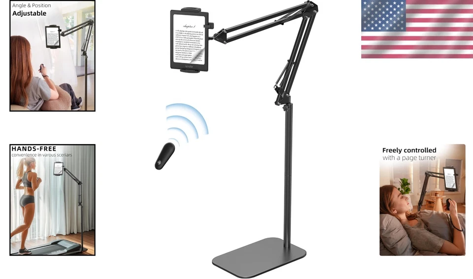 Elegante soporte de piso para Kindle con giro de página remoto para lectura definitiva... Foto 2 de 4