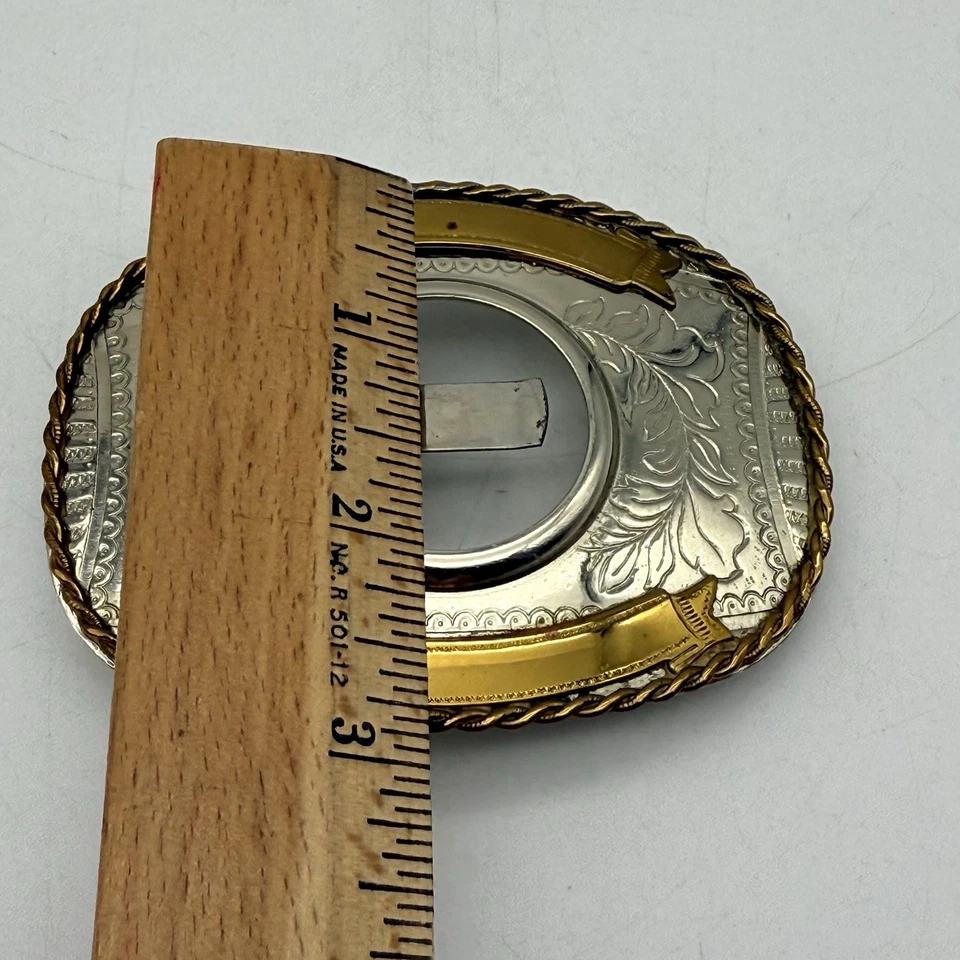 Vintage German Nickel Silver Belt Buckle Cowboy Western - Image 4 of 4