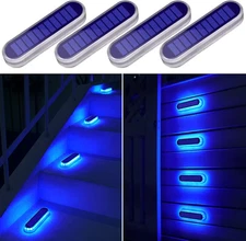 Yilaie Blue Solar Dock Deck Lights Solar Powered Outdoor Waterproof, Stick on Li