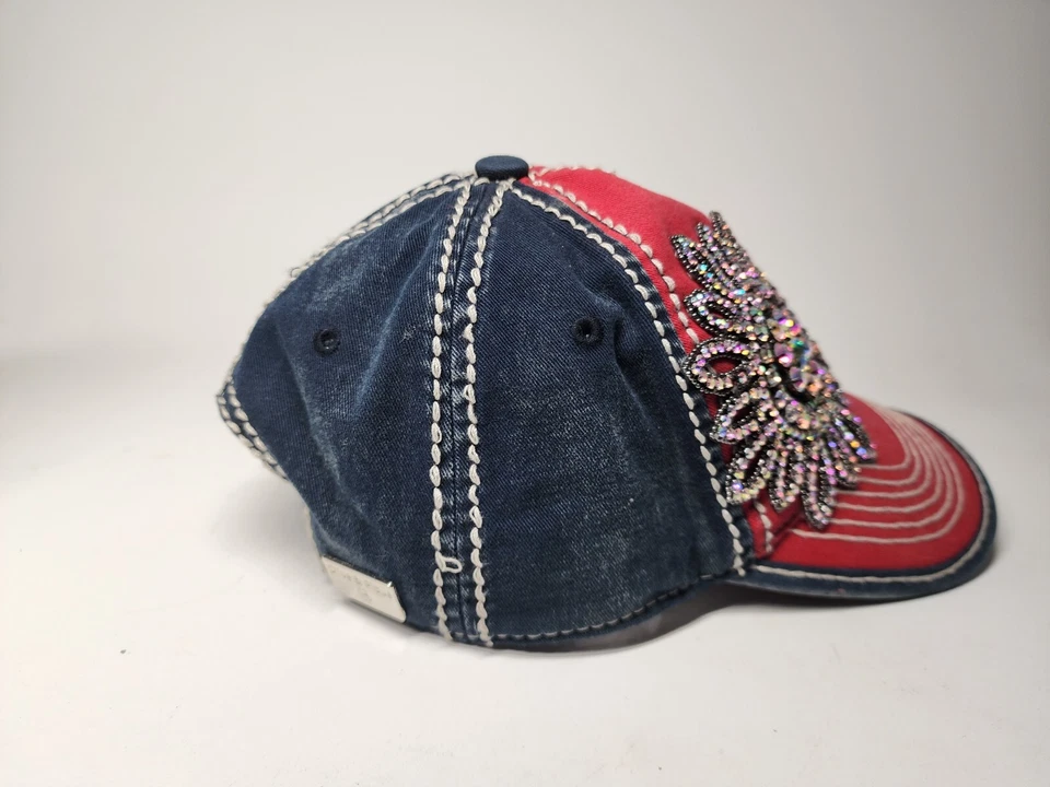 CHAPÉU DE BEISEBOL OLIVE & PIQUE, VERMELHO/AZUL/BLING - Imagem 2 de 4