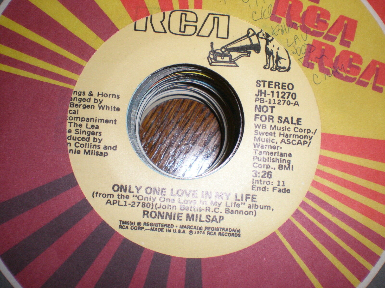 Ronnie Milsap 45 Only One Love In My Life RCA PROMO WHITE VINYL