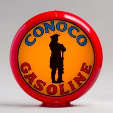 Conoco Minuteman Gas Pump Globe 13.5" in Red Plastic Body (G119)