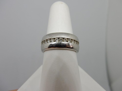 *ALIANZA DE BODA DAMAS PLATA ESTERLINA Y CIRCONITAS CÚBICAS, TALLA 7,75 #W493 - Imagen 4 de 9