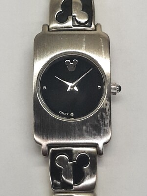Vintage Timex Disney Mickey Mouse Quartz Watch Silver/Black 