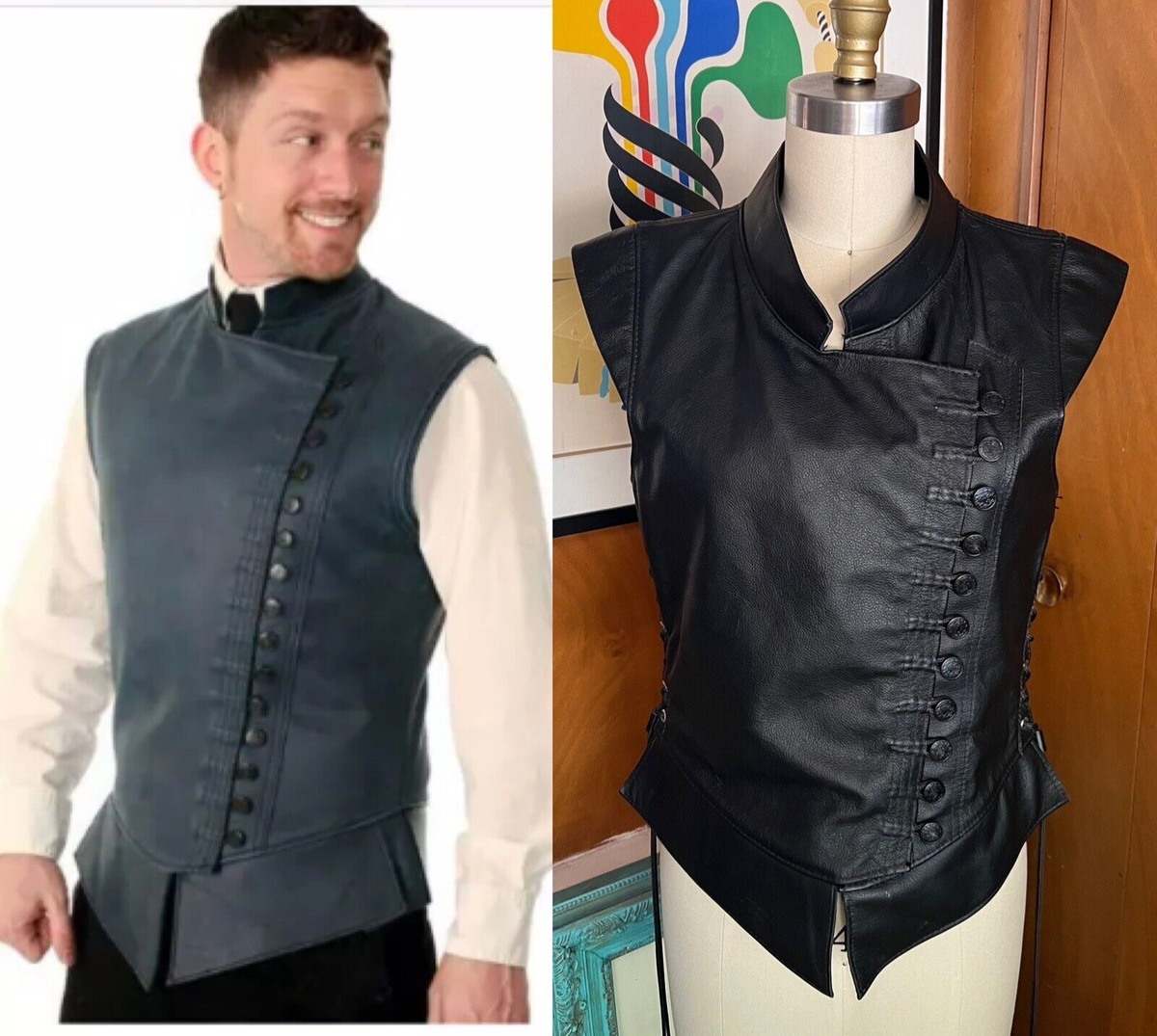Ravenswood Leather Saberist Jerkin vest black Knight Renaissance