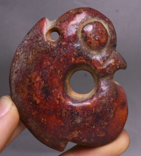 6cm Hongshan Culture Old Jade Carving Bird Head Yu Pig Dragon Amulet Pendant