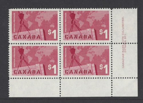 CANADA 1963 $1 Carmine import trade unmounted mint imprint block of four SG 536 - Afbeelding 1 van 3
