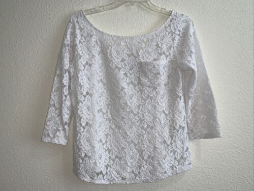 Gilly Hicks Sydney Medium White Lace Long Sleeve Top - Picture 1 of 14