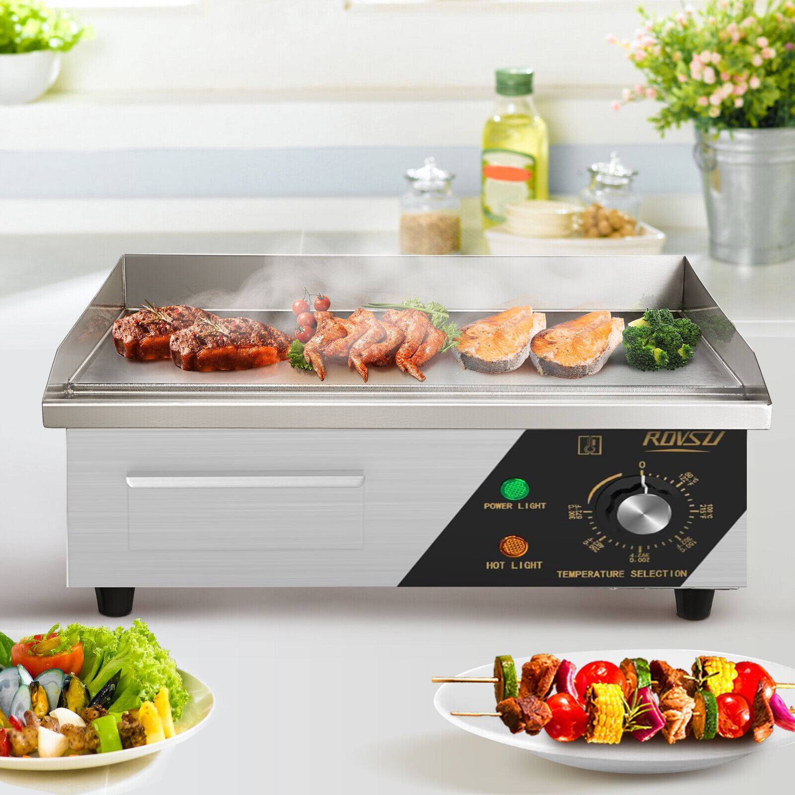 14" Commercial Electric Griddle 1500W Countertop Flat Top Grill Stainless Steel