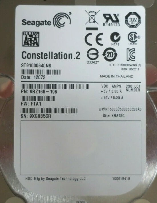 Fujitsu 1TB 2.5" SATA 3Gb/s 7.2K 64MB Server HDD Hard Drive S26361-F3601-L100 - Image 4 of 4