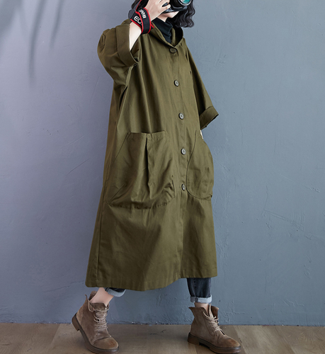 Casual Women Loose Pockets Windbreaker 