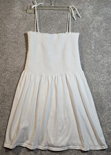 Tommy Jeans Halter Sun Dress 100% Cotton White Pull-On Flag Logo Jersey Women XL