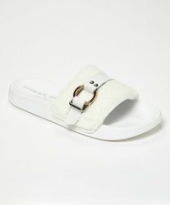 Urban Sport by J Slides Faux Fur Slide Sandals NIB Sz 8M White