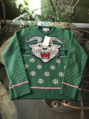 100% Authentic GUCCI Green Goat Head Wool Knitted Sweater 100% Authentic GUCCI Green Goat Head Wool Knitted Sweater